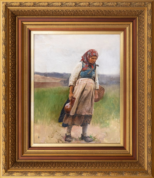 Крестьянка с кувшином и корзинкой. Этюд к картине 