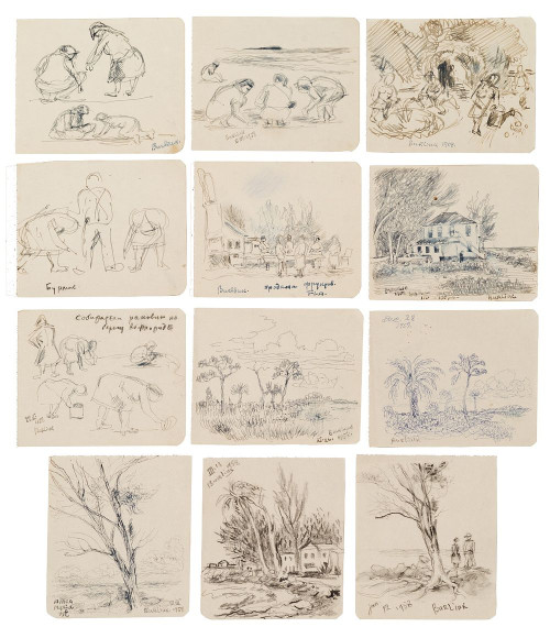  12 рисунков из серии «Виды побережья Флориды. Остров Анна-Мария»  