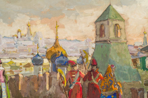 ‎Сцена в московском кремле. Эскиз декорации к постановке пьесы А. Толстого 