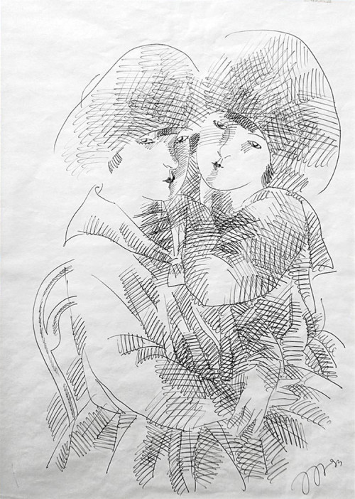 Две девушки в шляпах