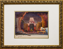 Эскиз декорации с камином