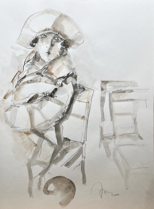 Сидящая дама в шляпе