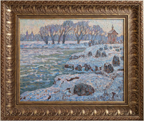 Замерзающий залив зимой