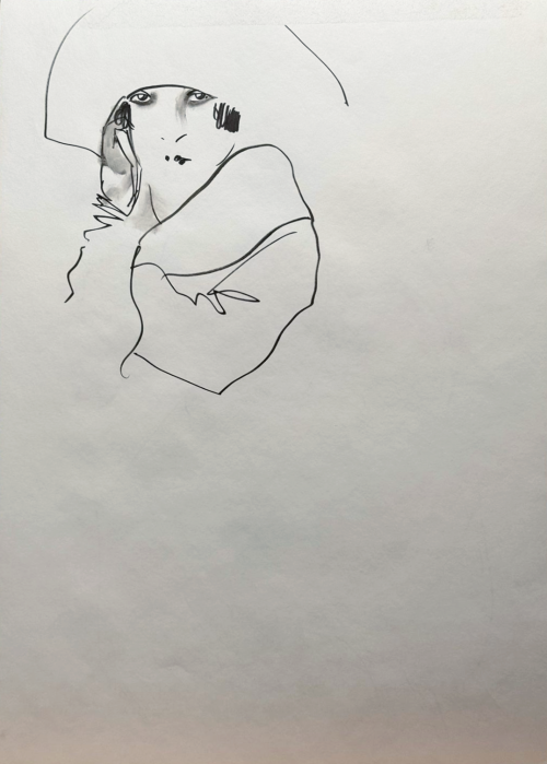 Дамы в шляпах (двусторонняя работа)