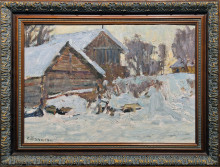 Зимние сугробы. Деревня под Вышним Волочком