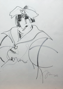 Девушка с мячами. Дама в шарфе (двусторонняя работа)