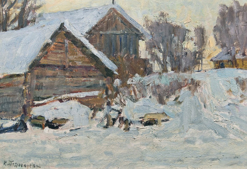 Зимние сугробы. Деревня под Вышним Волочком