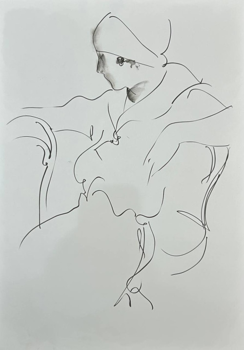 Дама в зеленом пальто (двусторонняя работа)