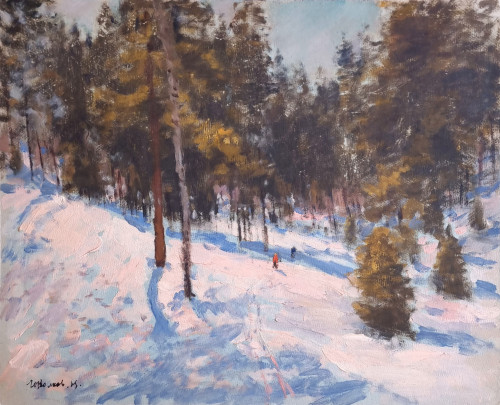 Пейзаж с лыжниками