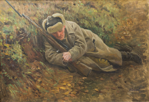 Солдат в окопе