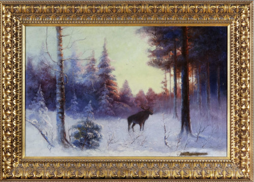 Лось в зимнем лесу