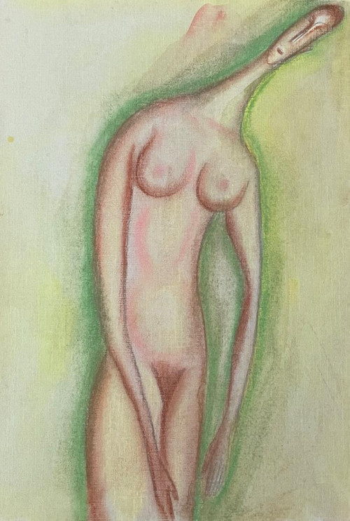 Обнаженная на зеленом фоне