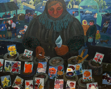 На базаре. Продавщица семян