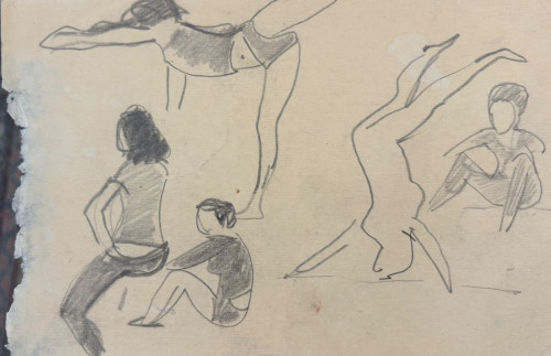 Работают и отдыхают. Рисунок из «Цирковой тетради» серии зарисовок «На Цветном»