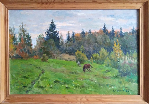 Пейзаж с лошадками